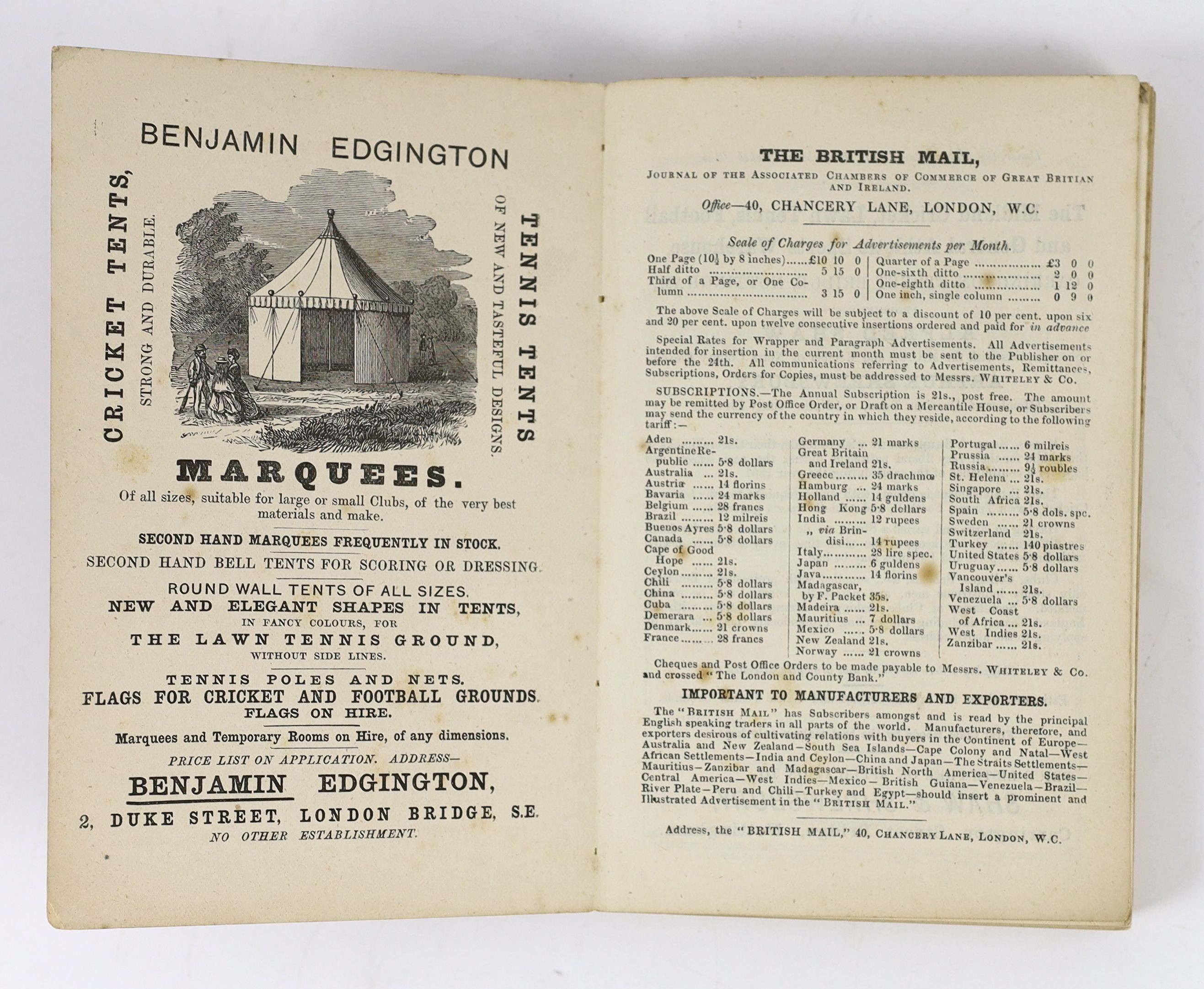 Wisden, John - Cricketers’ Almanack for 1881, 18th edition, original paper wrappers, tears to spine, spotting to endpapers.